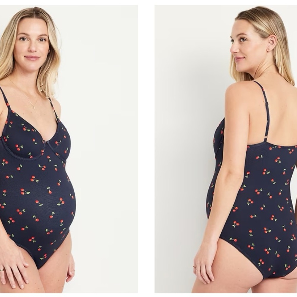 NWT Old Navy Maternity Textured One-Piece Balconette Swimsuit